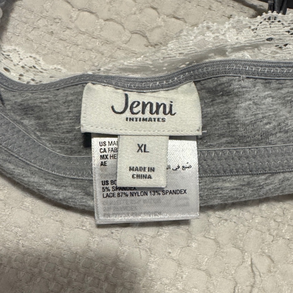 🆕 Jenni Gray with White Lace Bralette. XL. NWT!💥💥 - Picture 2 of 3